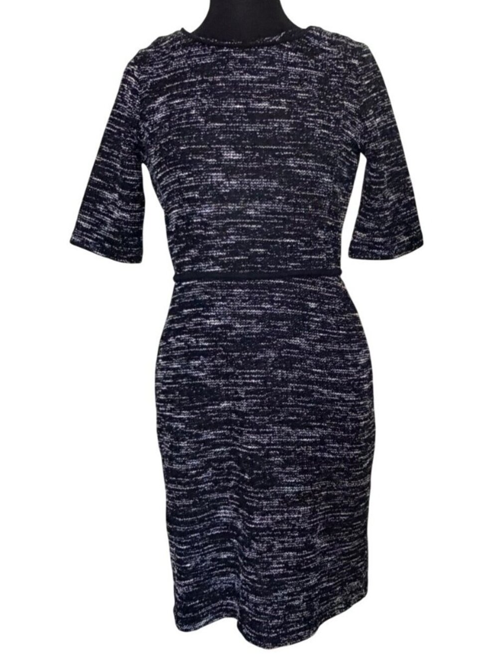 Banana Republic Black & White Tweed Style Poly Blend Sheath Dress Women's Size 6